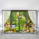 Grün Wald Draußen Der Fenster Glücklich Ostern Hintergrund